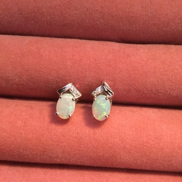 Jewelry - Opal Earrings 14K white gold